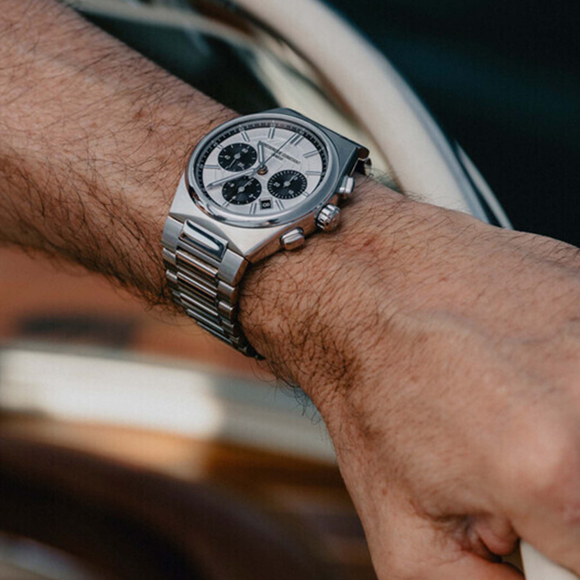 Frederique Constant Highlife Chronograph Automatic 41mm men stainless steel One Size Silver